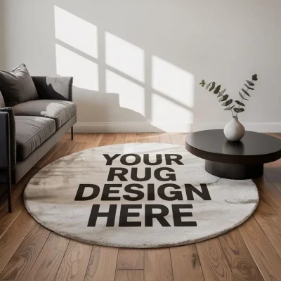 Custom Round Pet Portrait Rug