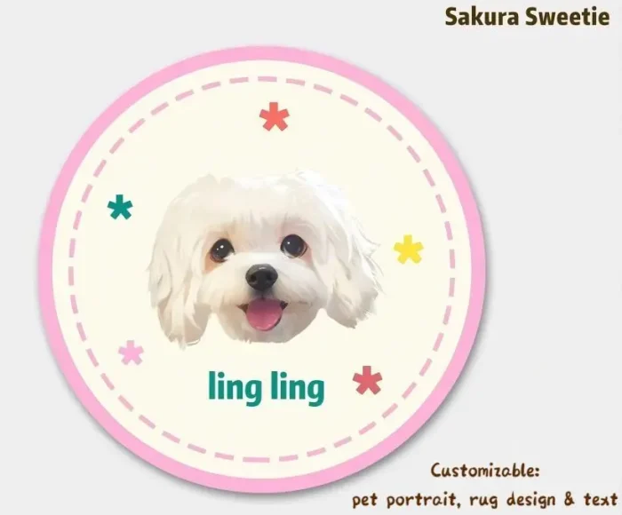 Custom Round Pet Portrait Rug